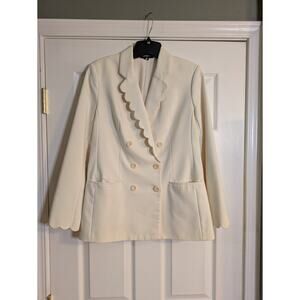 Express Cream Double-Breasted Blazer Women's Small Stretch